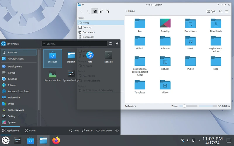 Kubuntu 24.04 avec le bureau KDE Plasma 5.27.11