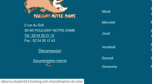 Lien de connexion sur le site démo de Pouligny Notre-Dame